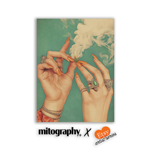 Bohemian Hands Rolling Rituals Wall Art – MITOGRAPHY x PtHouse Cannabis Print – HD Aluminum