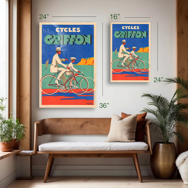Cycles Griffon Vintage Bicycle Poster – French Art Deco Cycling Print - HD Aluminum