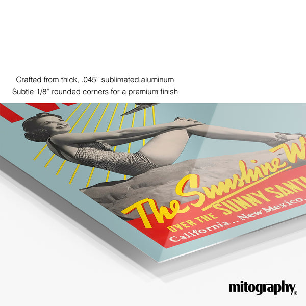ly TWA Sunshine Way Vintage Travel Poster – Retro Airline Advertising Wall Art – HD Aluminum