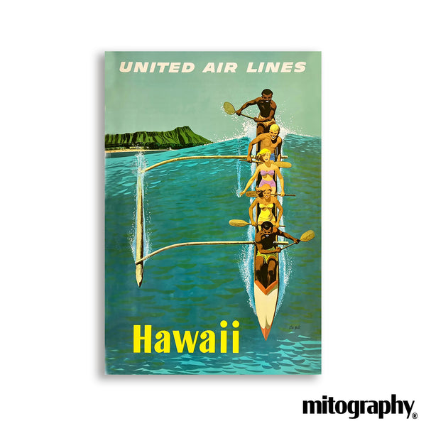 Hawaii – United Air Lines – Mid-Century Travel Poster (c.1960s) – HD Aluminum