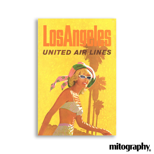 Los Angeles – United Air Lines – Mid-Century Travel Poster (c.1960s) – HD Aluminum