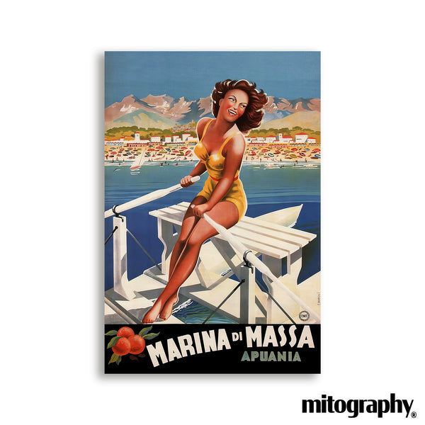 Marina di Massa – Italian Riviera Travel Poster (c.1950s) – HD Aluminum