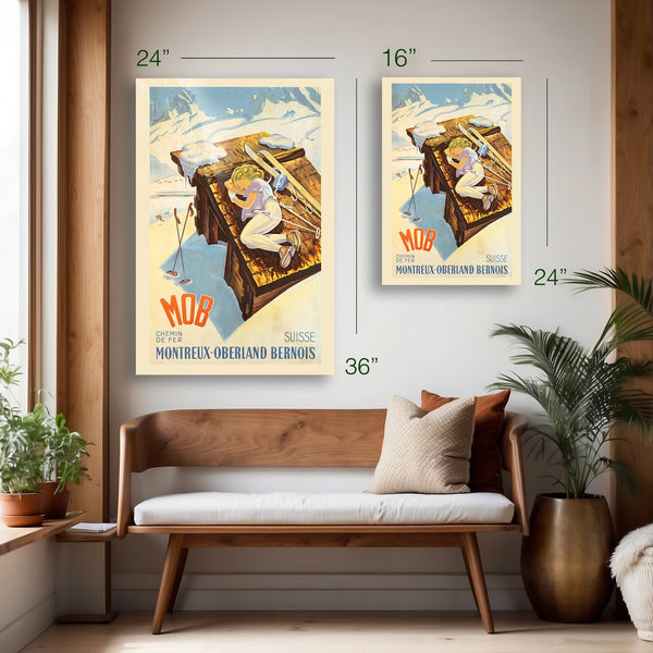 Montreux-Oberland Bernois MOB Ski Poster (c.1930s) – HD Aluminum