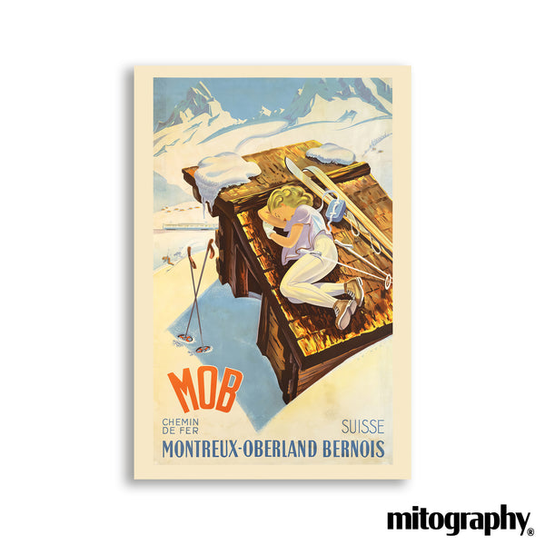 Montreux-Oberland Bernois MOB Ski Poster (c.1930s) – HD Aluminum