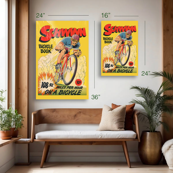 Schwinn Bicycle Book Vintage Poster – Retro Cycling Speed Wall Art - HD Aluminum