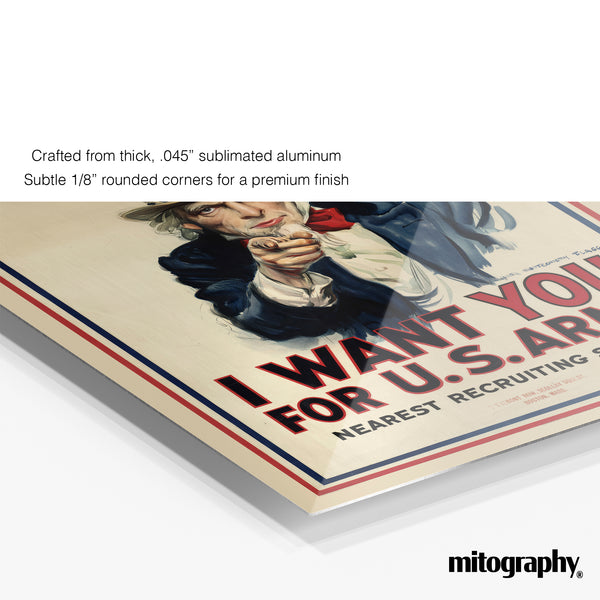 I Want YOU for U.S. Army - Uncle Sam WWI Poster c.1917 - HD Aluminum