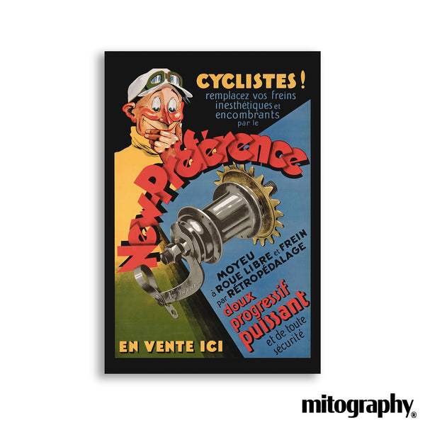 Vintage French Bicycle Hub Poster – New Preferences Cycling Ad (c.1930s) - HD Aluminum