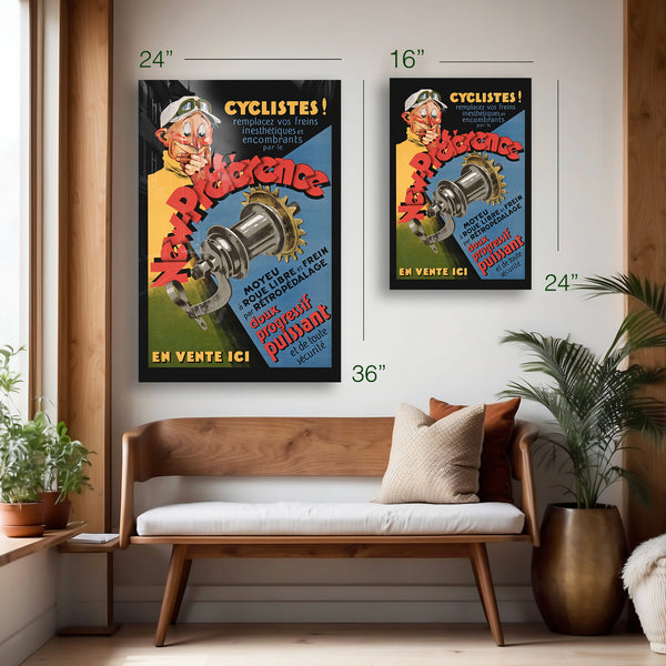 Vintage French Bicycle Hub Poster – New Preferences Cycling Ad (c.1930s) - HD Aluminum