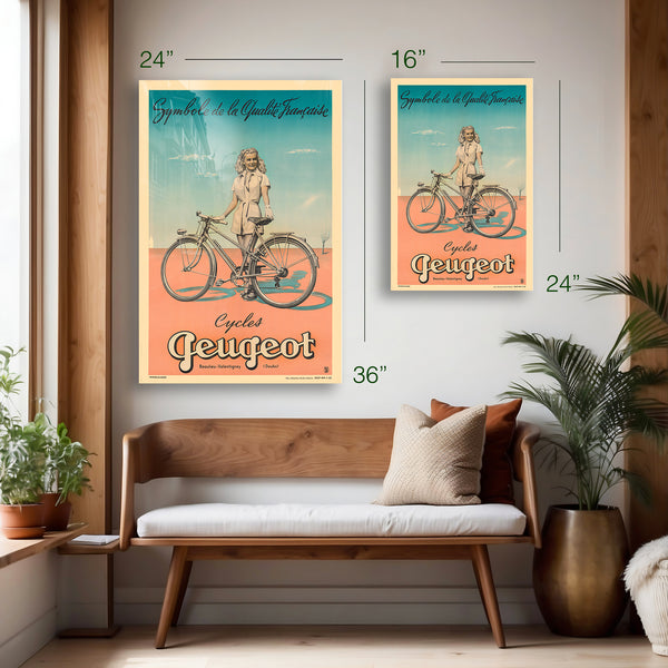 Vintage Peugeot Bicycle Poster – Retro French Cycling Wall Art - HD Aluminum