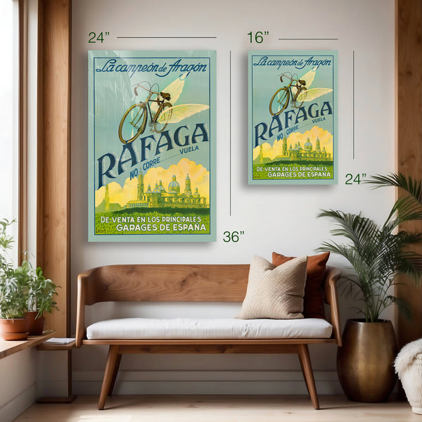 Vintage Ráfaga Bicycle Poster – Spanish Cycling Advertising Art - HD Aluminum