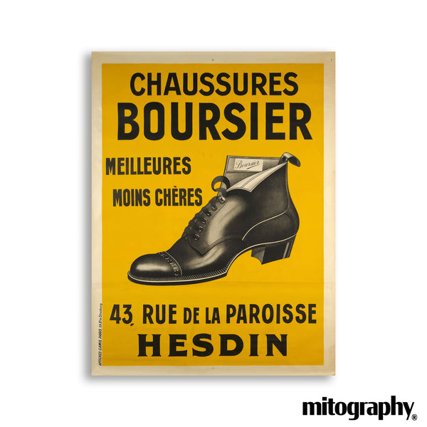 Chaussures Boursier French Shoe Ad - Vintage Hesdin Poster – HD Aluminum