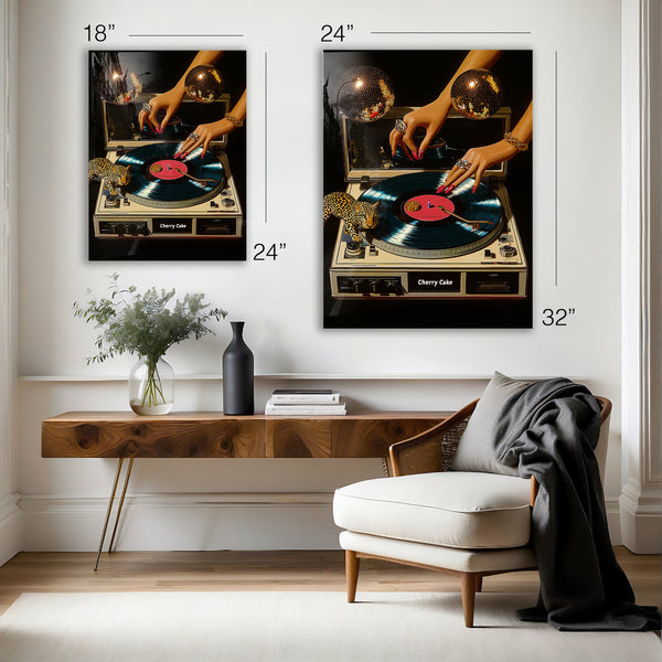 Cherry Cake Vinyl Vibes Wall Art – MITOGRAPHY x PtHouse Glam Retro Print – HD Aluminum