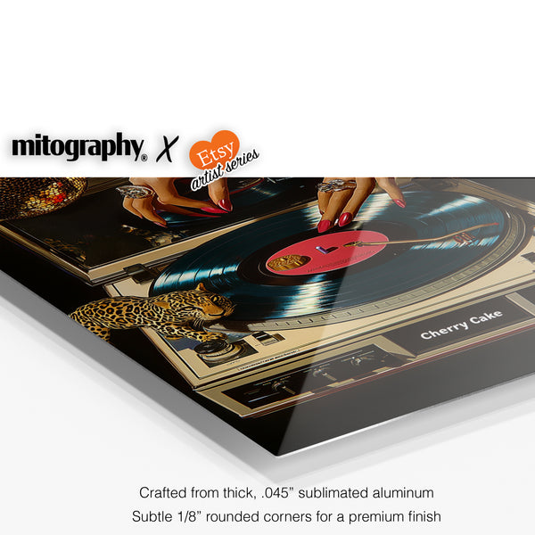 Cherry Cake Vinyl Vibes Wall Art – MITOGRAPHY x PtHouse Glam Retro Print – HD Aluminum