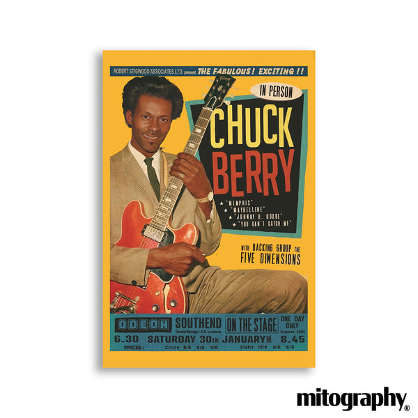 Chuck Berry 1965 Concert Poster – Odeon Southend Vintage Rock & Roll Print -  HD Aluminum
