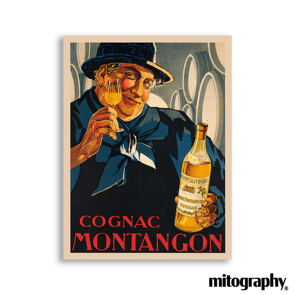 Cognac Montangon Vintage French Liquor Poster c.1930 – HD Aluminum