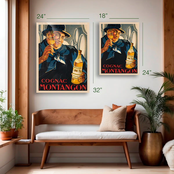 Cognac Montangon Vintage French Liquor Poster c.1930 – HD Aluminum