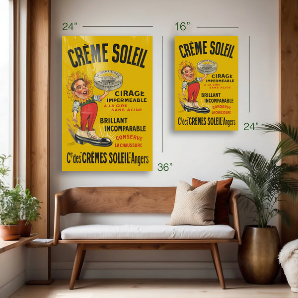Crème Soleil Vintage French Shoe Polish Poster – Retro Advertising Wall Art - HD Aluminum