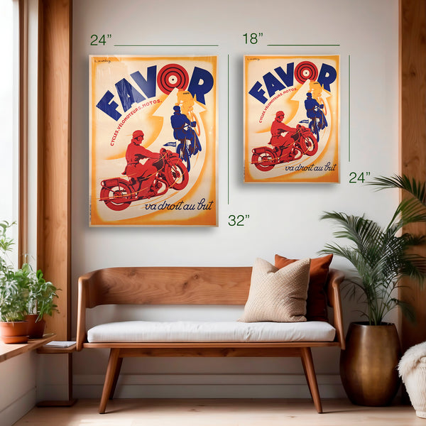 Favor Motorcycle Poster c.1930s – HD Aluminum