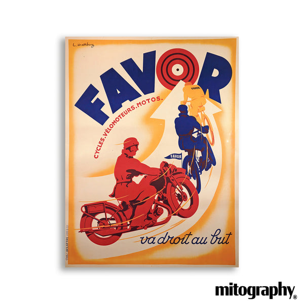 Favor Motorcycle Poster c.1930s – HD Aluminum