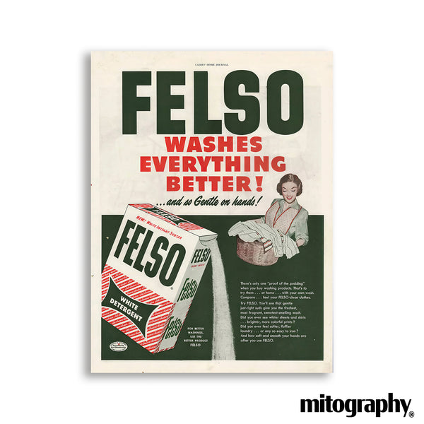 FELSO Detergent Vintage Advertisement c.1950s – HD Aluminum