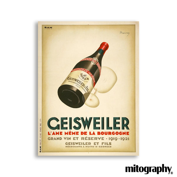 Geisweiler Burgundy Wine Poster (c.1920s) – HD Aluminum