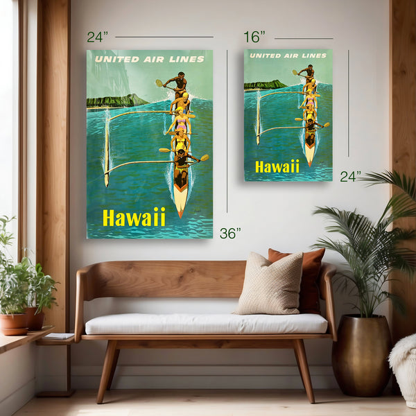 Hawaii – United Air Lines – Mid-Century Travel Poster (c.1960s) – HD Aluminum