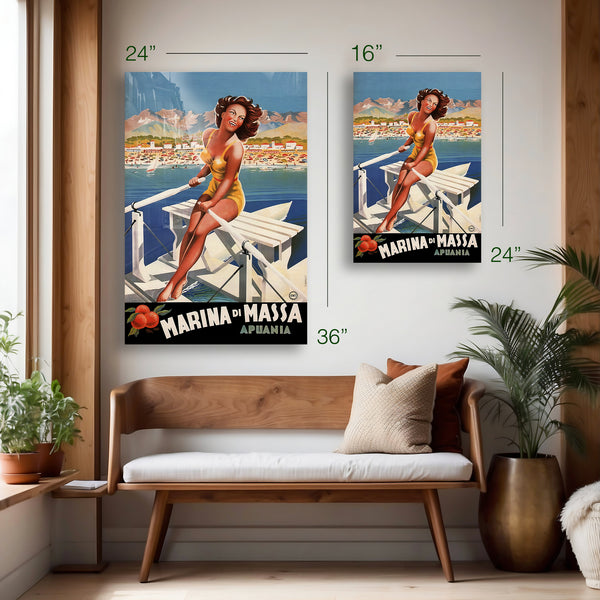Marina di Massa – Italian Riviera Travel Poster (c.1950s) – HD Aluminum