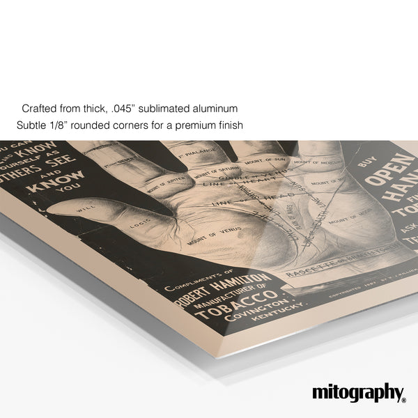 Open Hand Tobacco Poster (c.1890s) – HD Aluminum