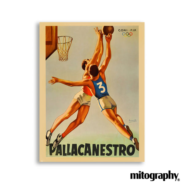 Pallacanestro – Italian Olympic Basketball Poster (1950s) – HD Aluminum
