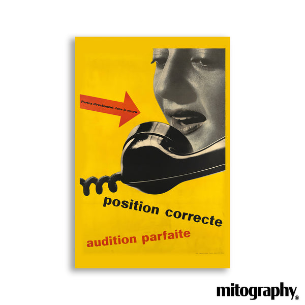 Position Correcte (French Telephone Poster, c.1950s) – HD Aluminum