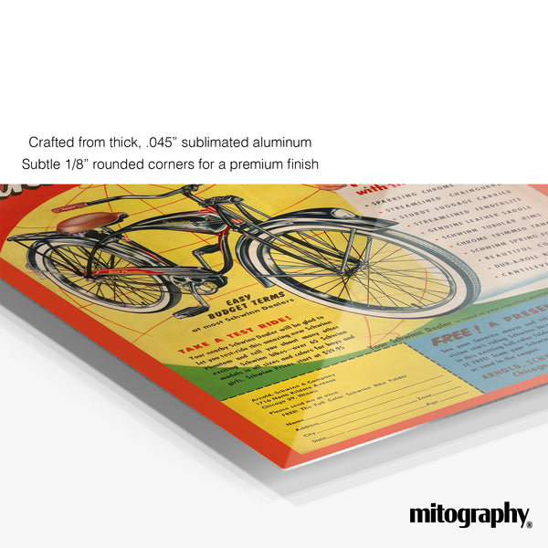 Schwinn Phantom Bicycle Ad c.1950 – Most Beautiful Bike in the World - HD Aluminum Print