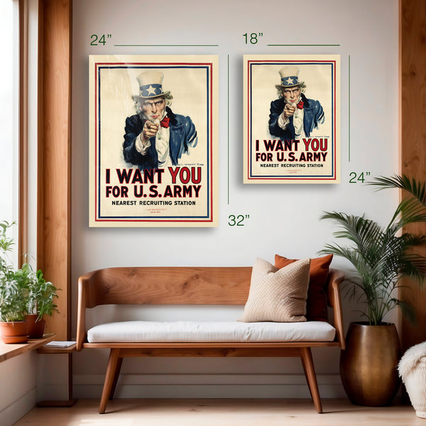 I Want YOU for U.S. Army - Uncle Sam WWI Poster c.1917 - HD Aluminum